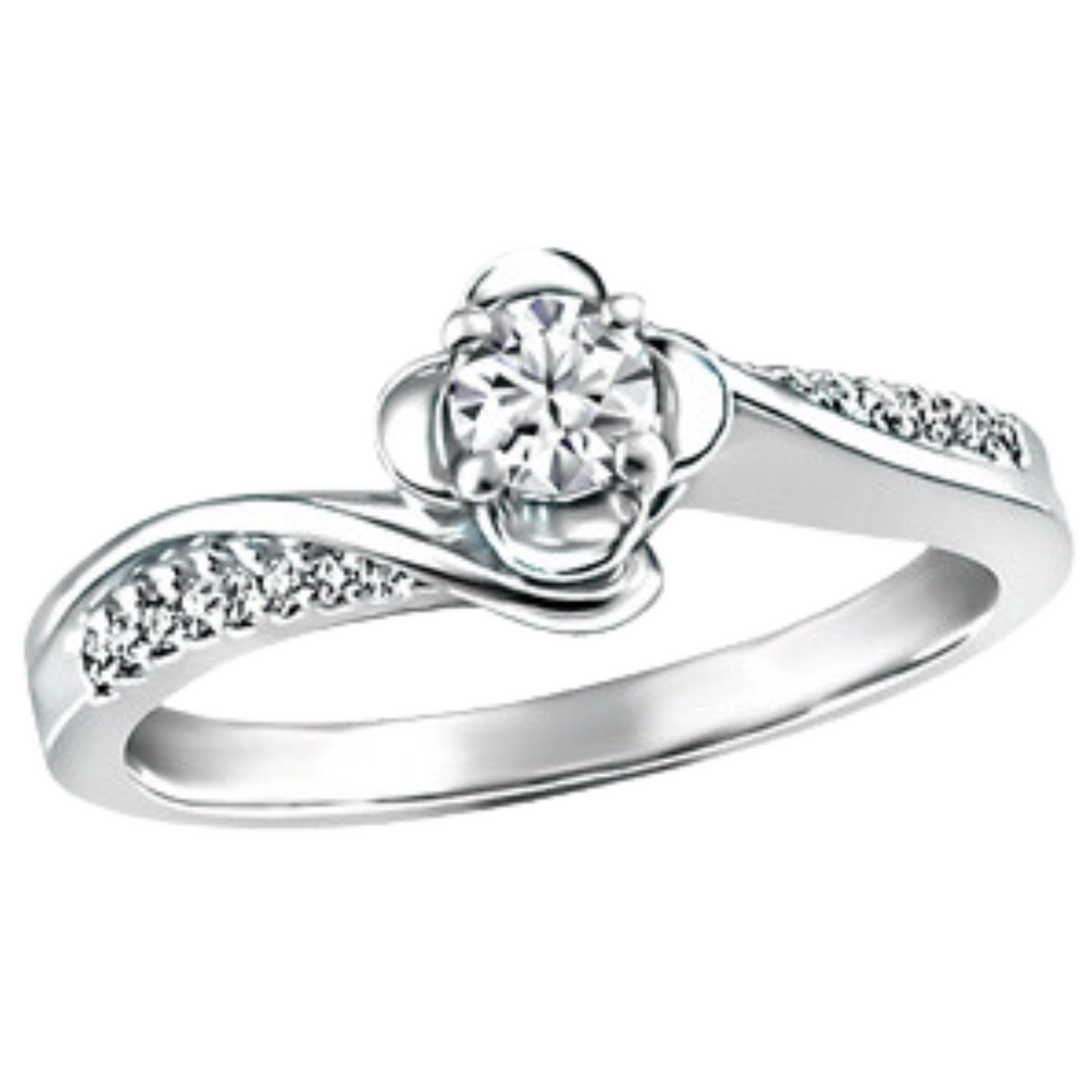 White Gold Fire and Ice Diamond Ring