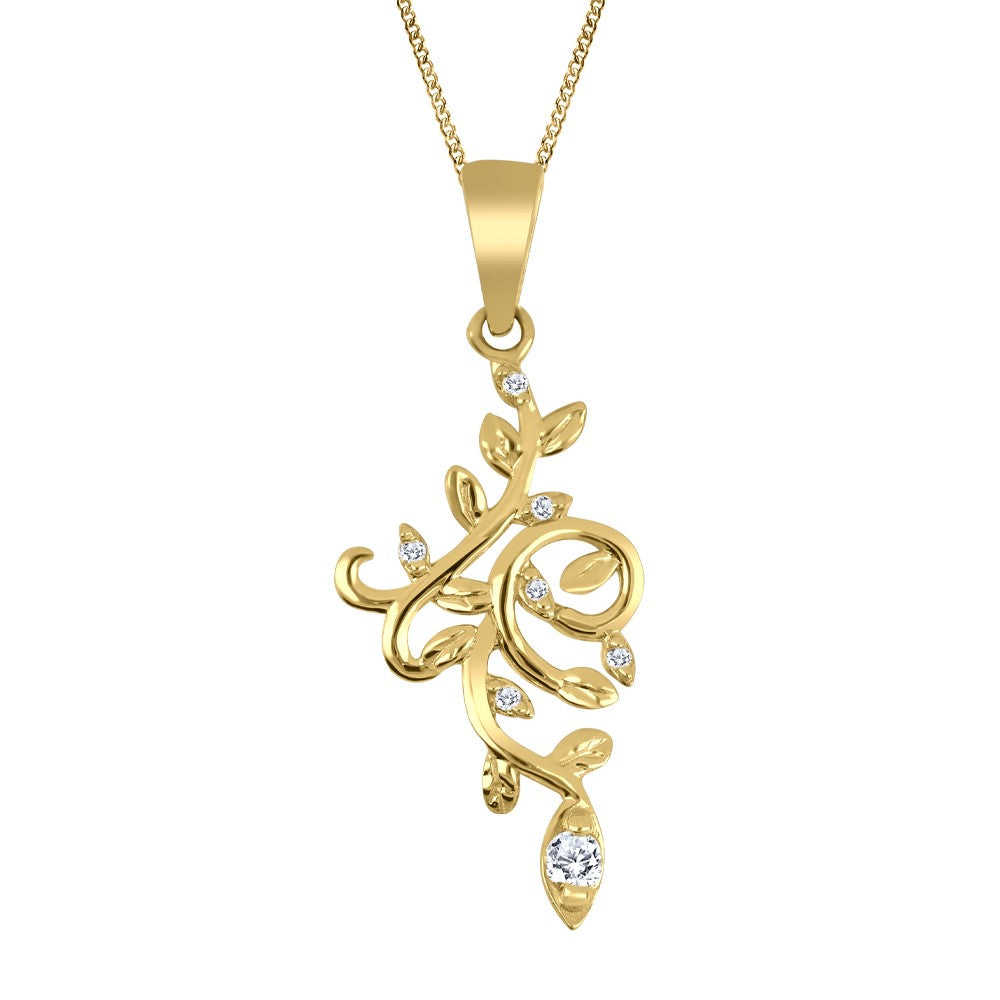 Gold Leaf Pendant with Canadian Diamond
