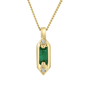 Yellow Gold Emerald & Diamond Pendant