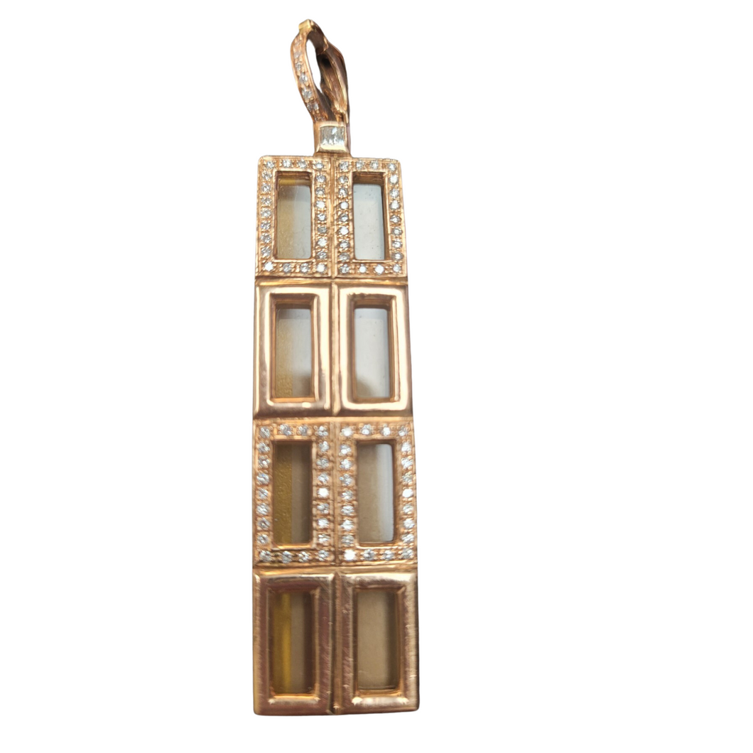 Rose Gold Smokey Quartz and Diamond Pendant