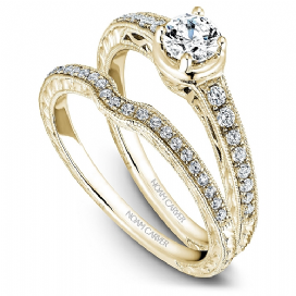 Noam Carver - Diamond Round Engagement Ring w/ Side Diamonds in Yellow Gold (BAND SOLD SEPARATELY) - Nasselquist Jewellers