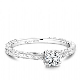 Noam Carver - 14KW Diamond Solitaire Engagement Ring with Vintage Detail (BAND SOLD SEPARATELY) - Nasselquist Jewellers