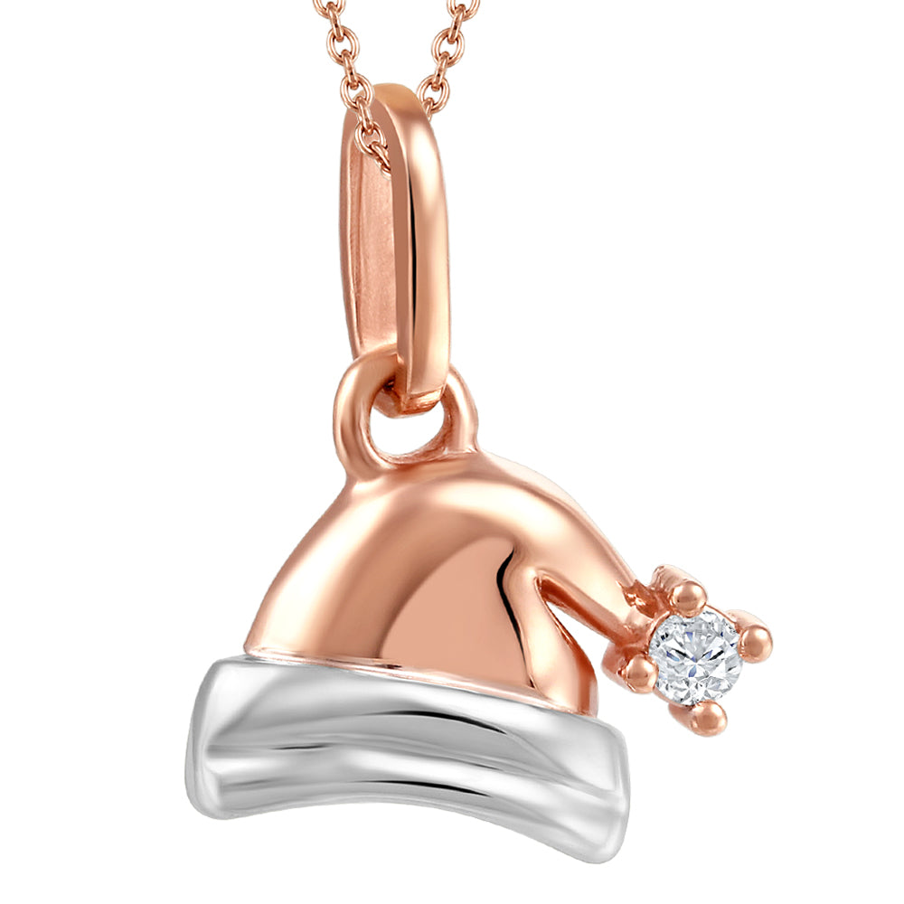 10K Childrens  Jewellery   Hat Pendant with Dimaond