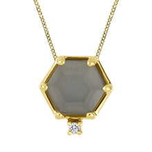 Load image into Gallery viewer, 10KY Grey Moonstone &amp; Diamond Pendant
