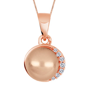 Rose Gold Pink Pearl with Diamonds Pendant & Earrings