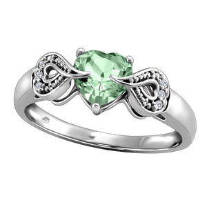 White Gold Green Amethyst Ring with Diamonds