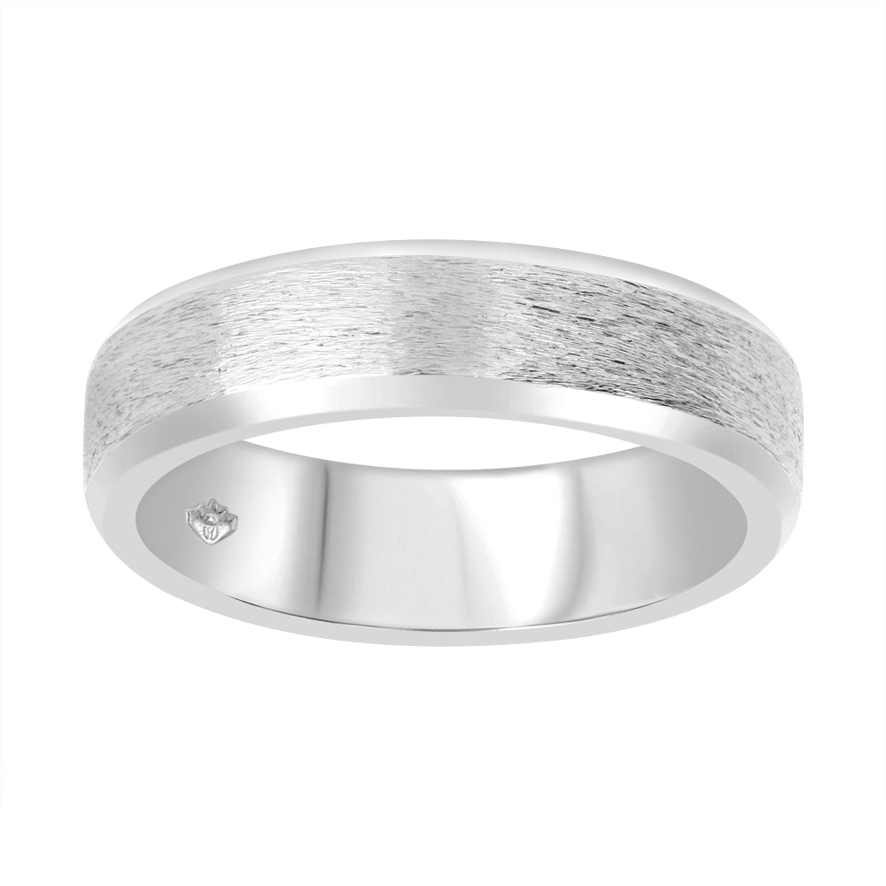 White Gold Textured Wedding Bands