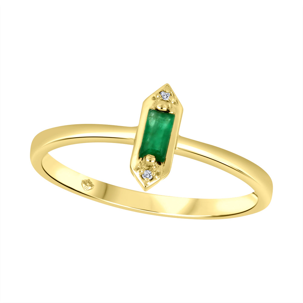 Yellow Gold Emerald ring with Diamonds