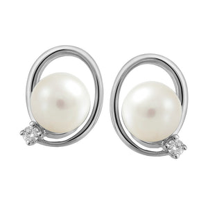 10K Gold White Pearl with Canadian Diamond Pendant, Earrings and Ring