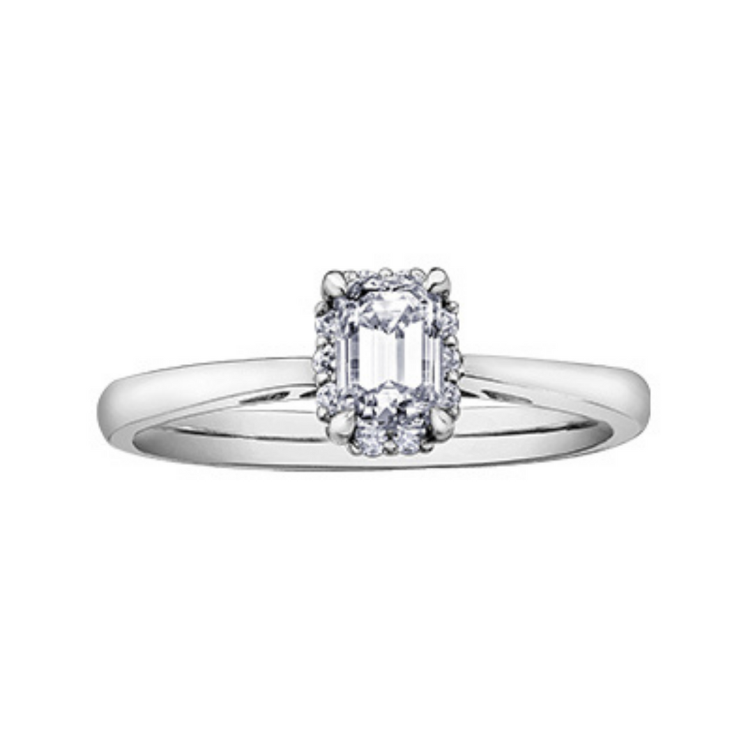 Emerald Cut Halo Diamond Engagement Ring